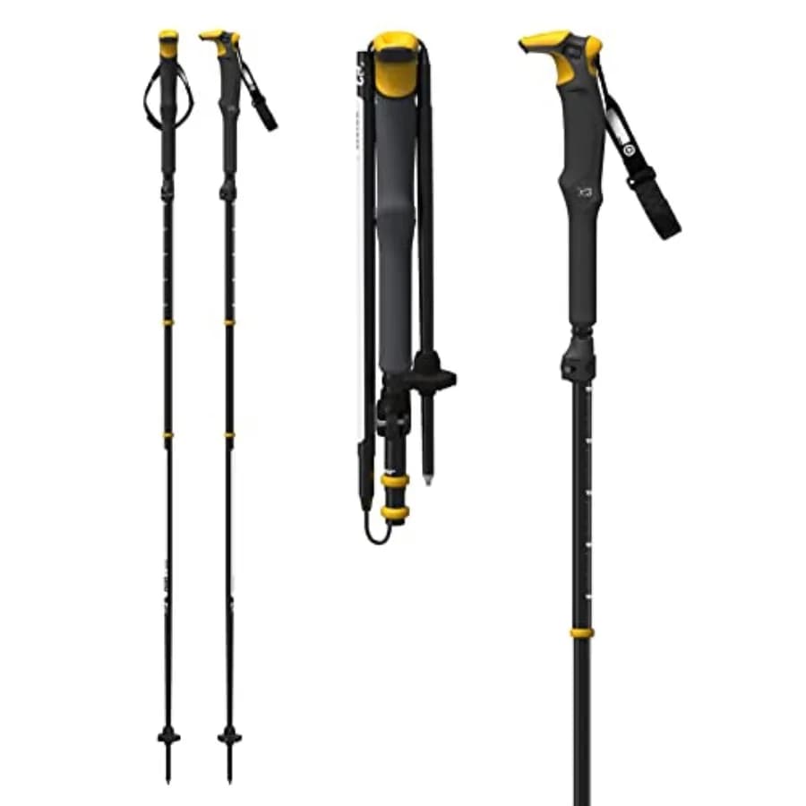 Bastoncini da Trekking Guide Gear Pivot Originali, Resistenti, Pieghevoli in 3 Pezzi, Costruzione Leggera in Alluminio, Coppia 2023