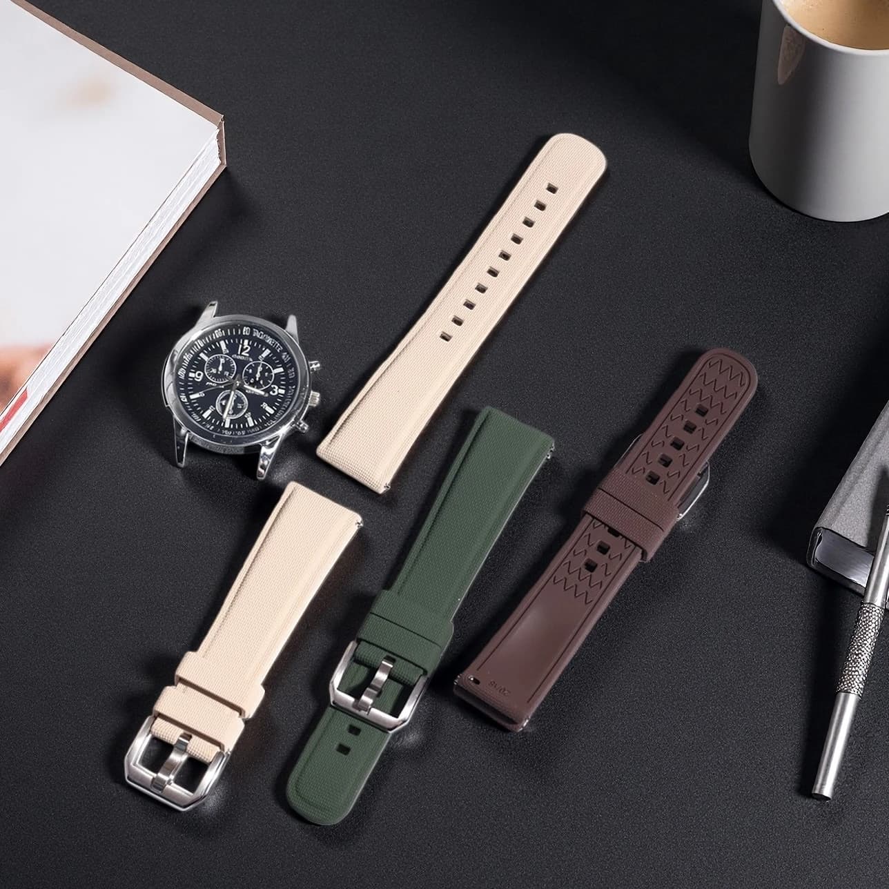 20mm 21mm 22mm Universal FKM Rubber Watch Straps Quick Release Bands For Men Fit For Omega Longines Apple Watch Bands