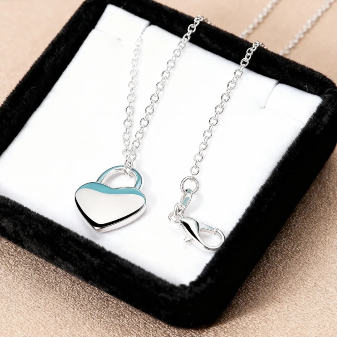 Offerta speciale Collana con chiusura a cuore in argento sterling 925 per donna, regalo per matrimoni e feste, gioielli di moda.
