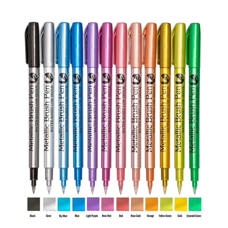 Color Metallic Markers Pen Paint Pens for Black Paper, Glass, Rock Painting, Halloween Pumpkin Scrapbook Album