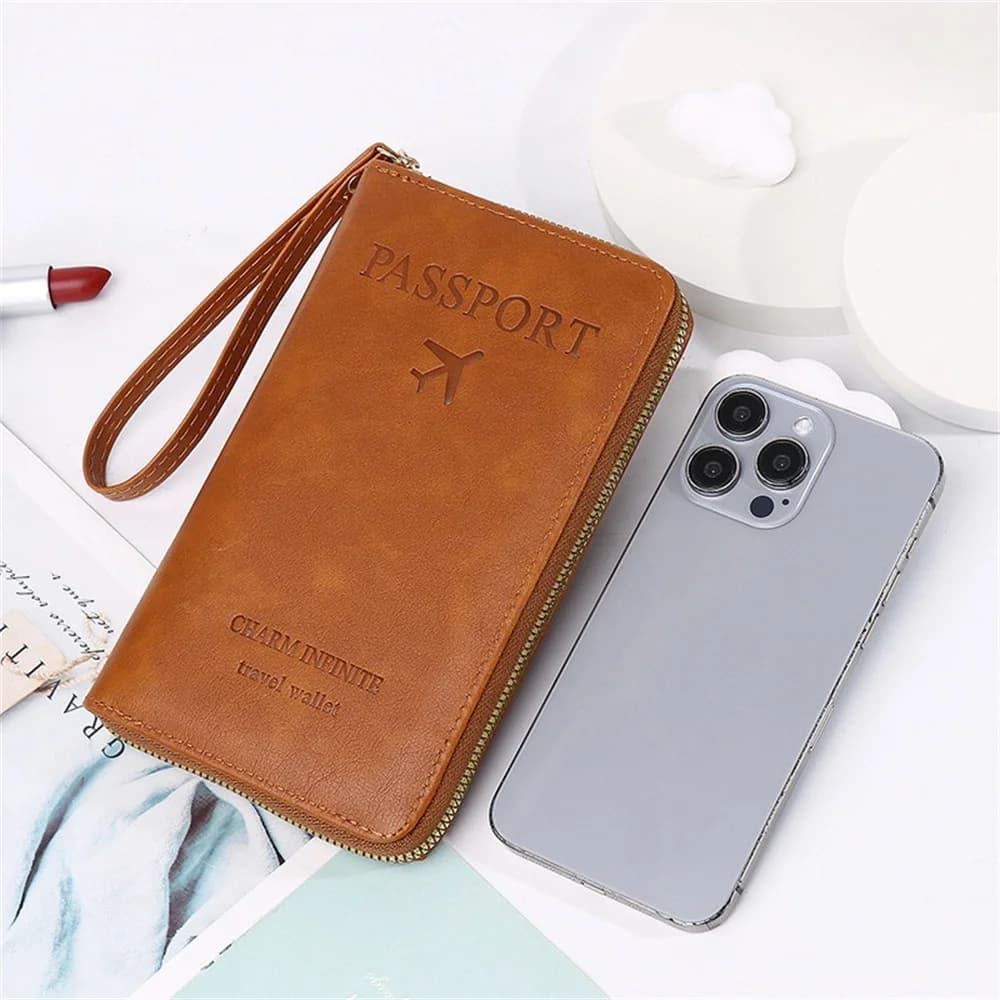 ISKYBOB Custodia per carte con blocco in pelle PU Custodia per passaporto Portafoglio Accessori da viaggio per donna Uomo