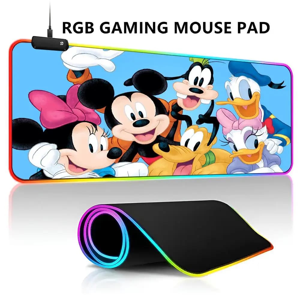 Tappetino per mouse Disney Topolino Tappetino per mouse RGB LED da gioco impermeabile Tappetino per mouse per giocatori di grandi dimensioni Tappetino per tastiera grande Mause Tappetino da gioco per scrivania per PC w