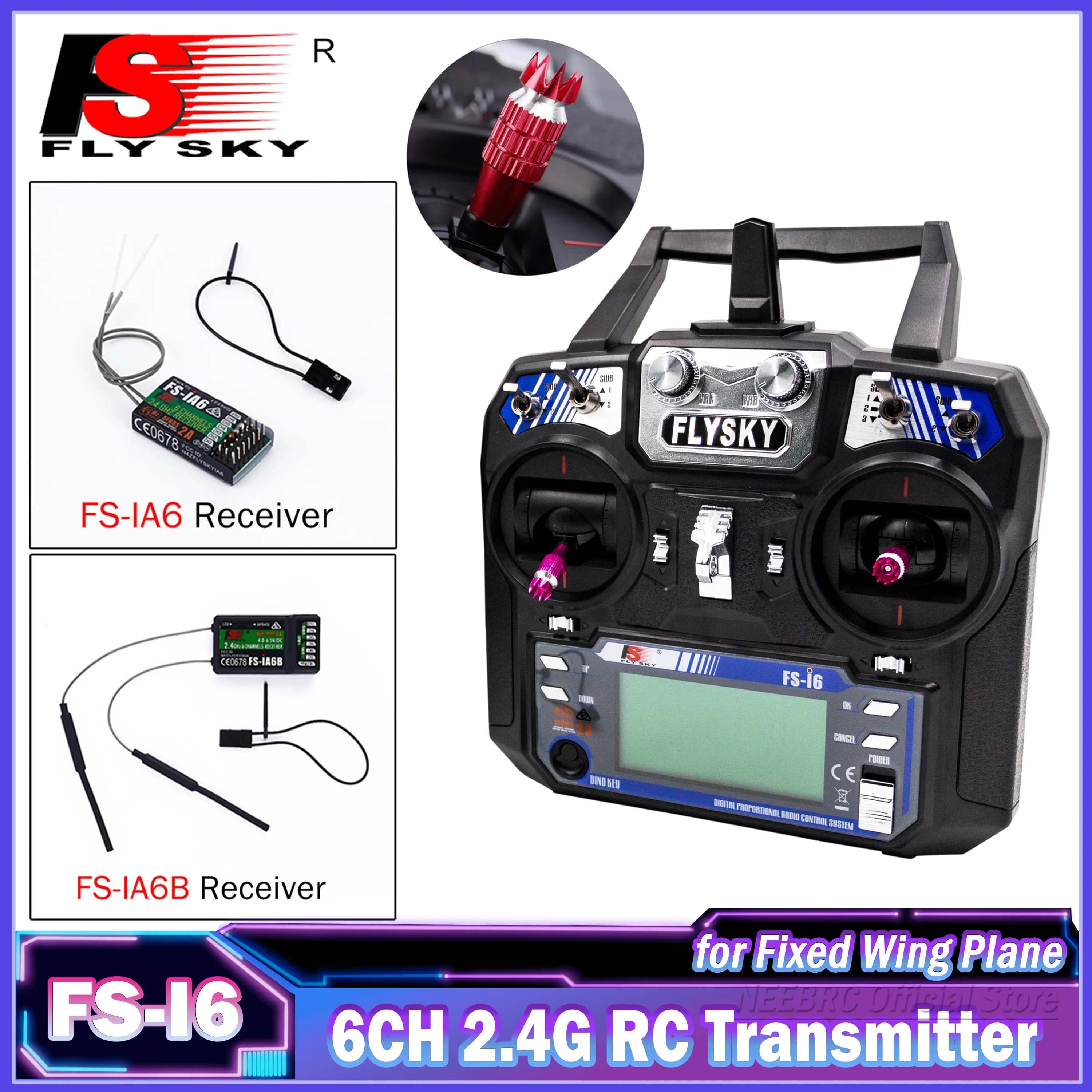 FLYSKY FS- I6 6CH 2.4G trasmettitore RC telecomando FS-iA6 FS-iA6B ricevitore per modello Quadcopter aereo elicottero ad ala fissa