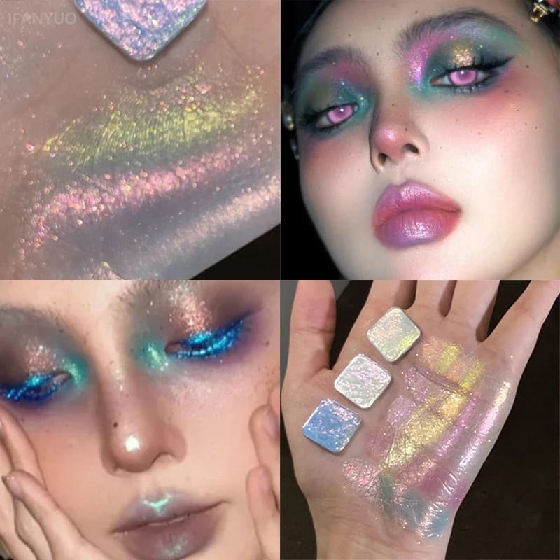 Diamond Chameleon Highlighter Palette per contorni Pearl Flash Scolorimento Highgloss Paillettes Scintillante Ombretto sfumato Trucco