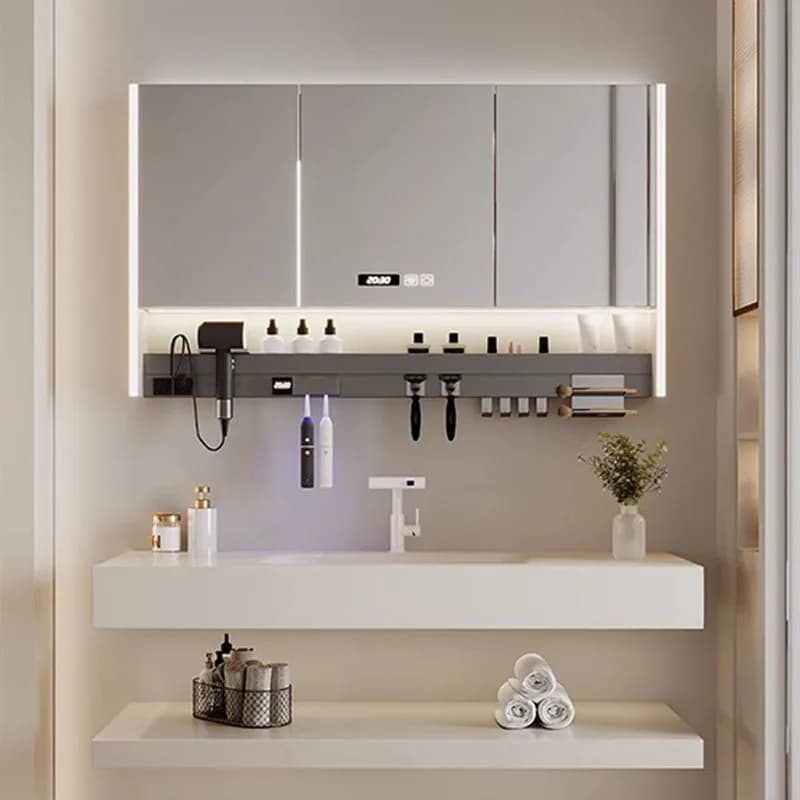 Specchio bianco Armadietto da bagno Decorazioni per profumi Cura della pelle Camera da letto Armadietto da bagno Display Buffet Gabinete Mobili alla moda