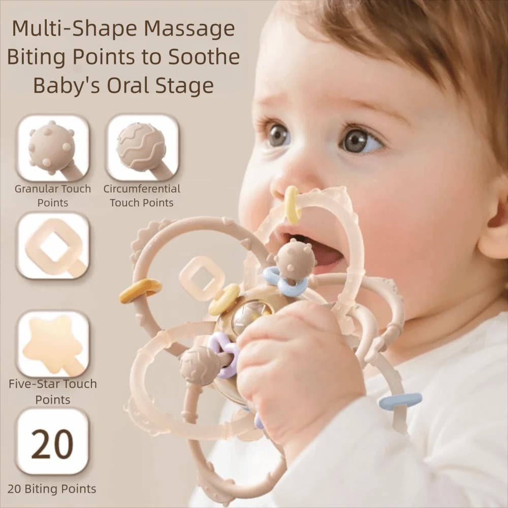 Pallina Morbida in Silicone per Neonati, Giocattolo da Masticare e Afferrare, Massaggiagengive per Bambini