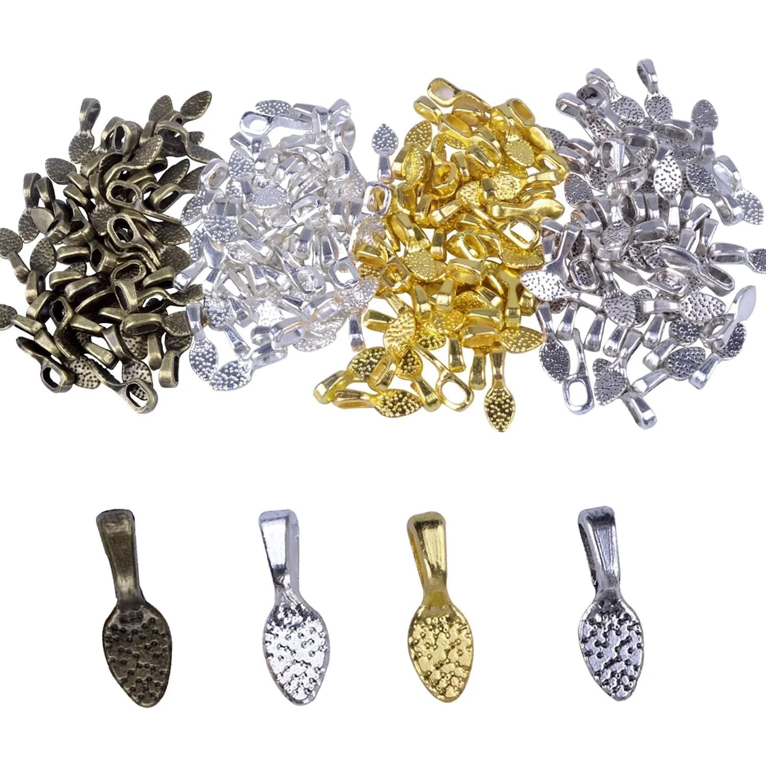 200 pezzi di colla a cucchiaio su fianchi per orecchini, pendenti, ciondoli, creazione di gioielli, lavorazione mista di 4 colori