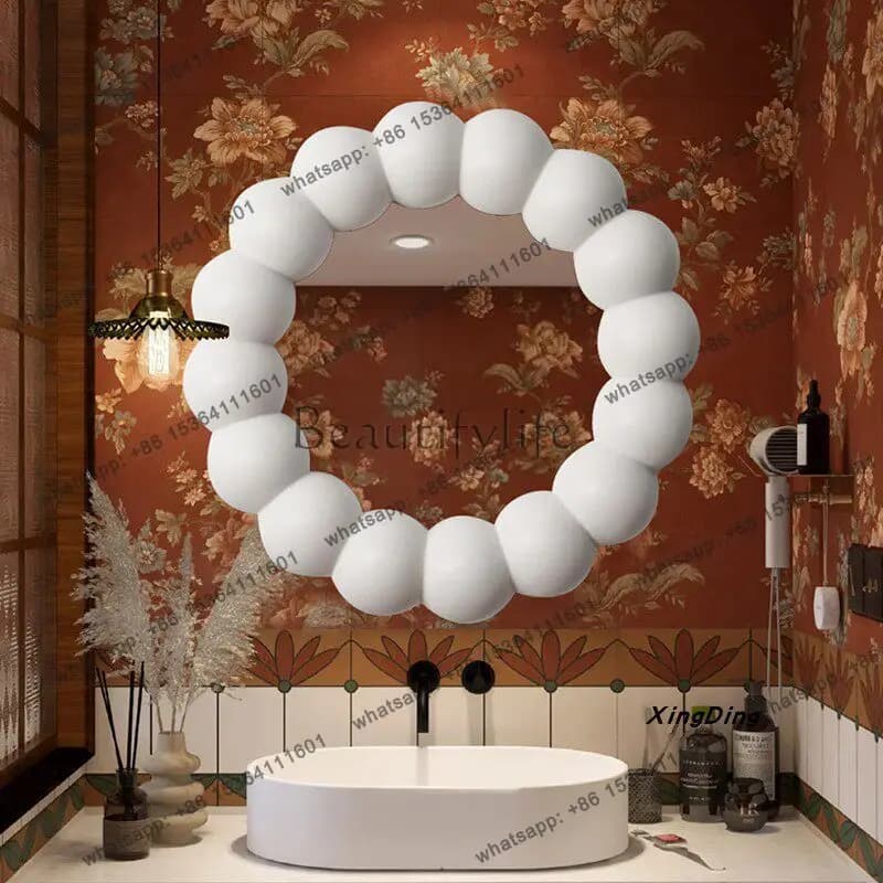Specchio decorativo da parete per bagno, stile francese premium, di lusso, a forma di onda, modello speciale, per influencer.