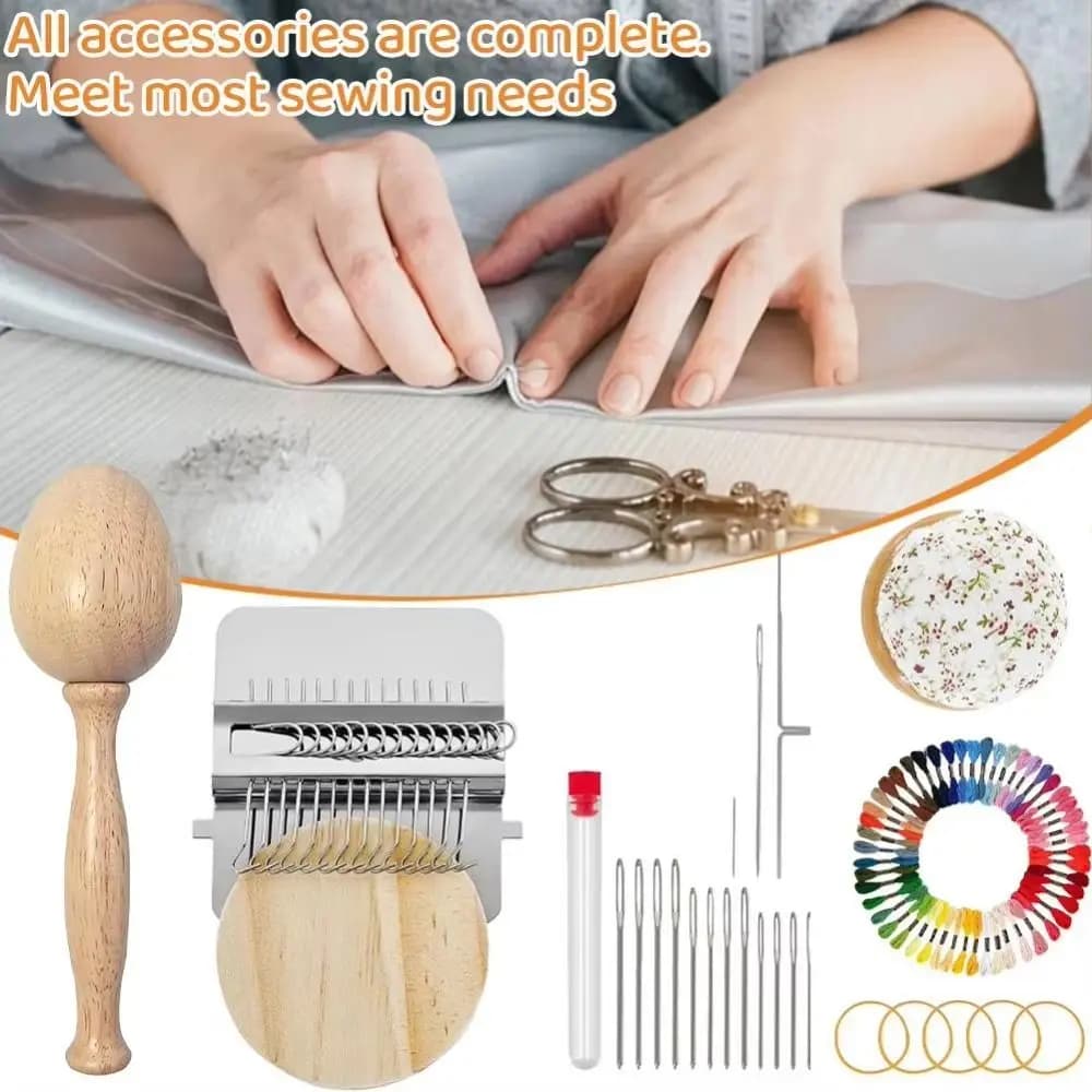 DIY Crafts Sock Darning Kit Weaving Loom Portable Knitting Patch Repairing Tool Wooden Base Egg/Mushroom Shaped Weaving Loom Kit