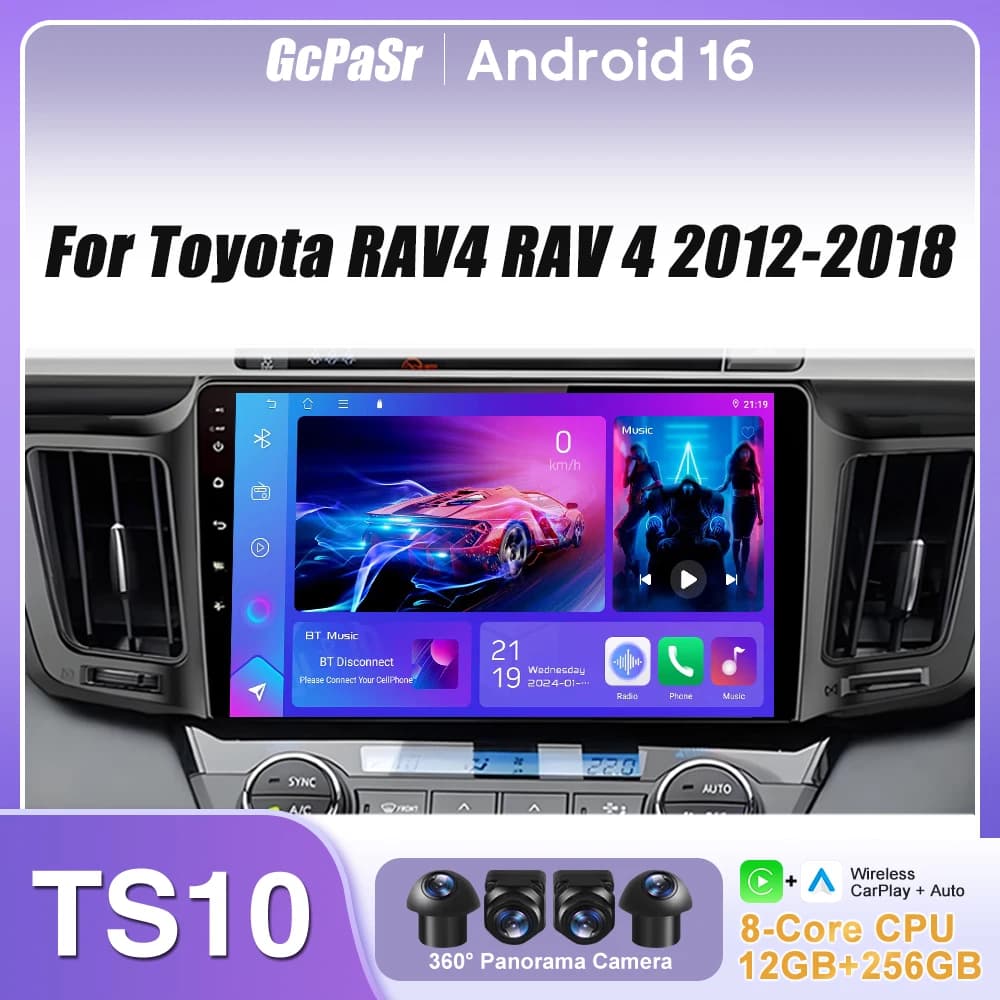 Car Radio Carplay For Toyota RAV4 RAV 4 2012-2018 Navigation GPS Android Auto Multimedia Player Display Stereo Screen 4G No 2din