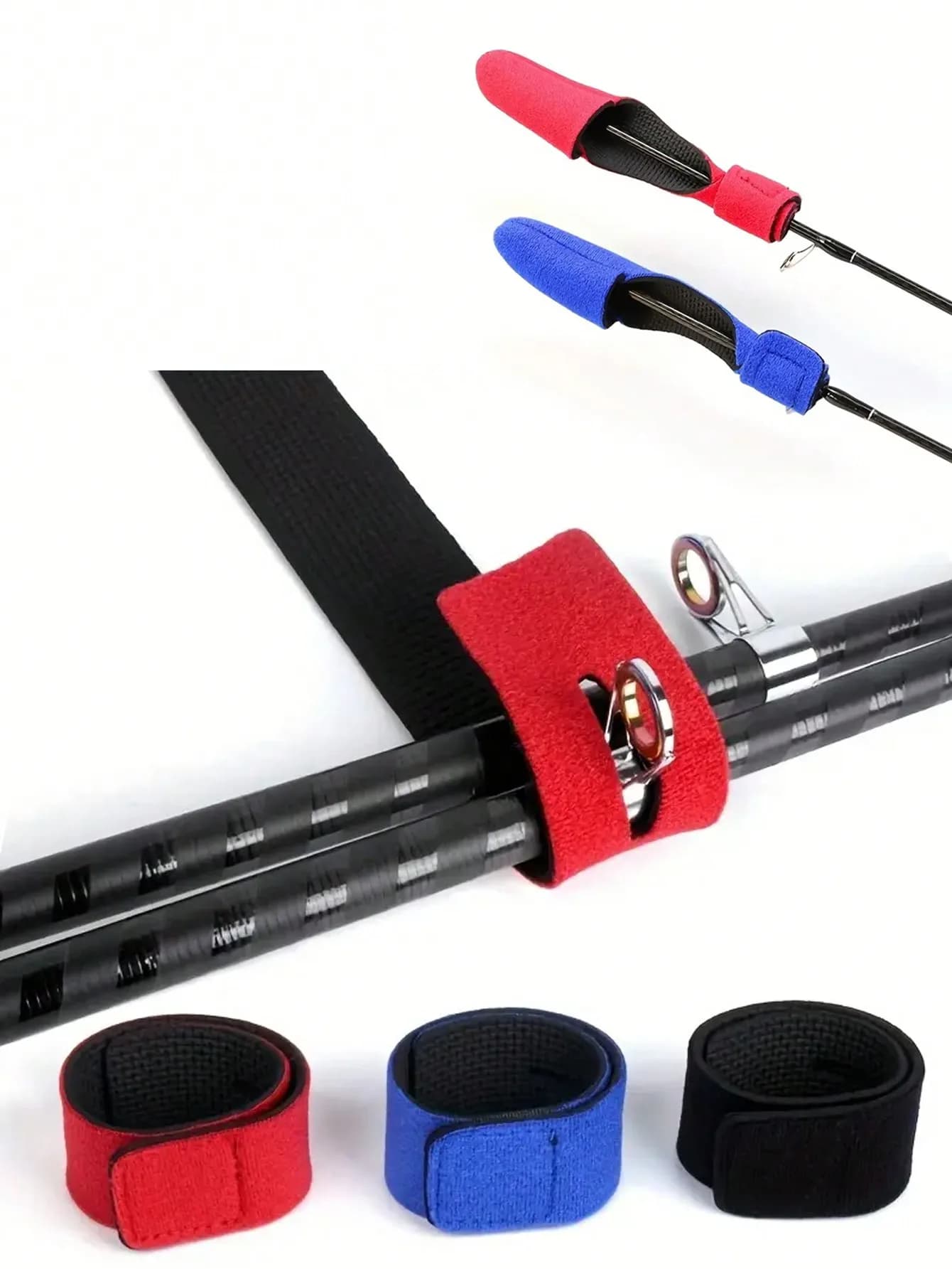 Lure Fishing Rod Holder Belt with Rod Strap, Sling Strap, Fishing Tackle Box, Tool Box Accessories, Rod Binding Strap, Rod Tip Protector, Rod Fixing Strap