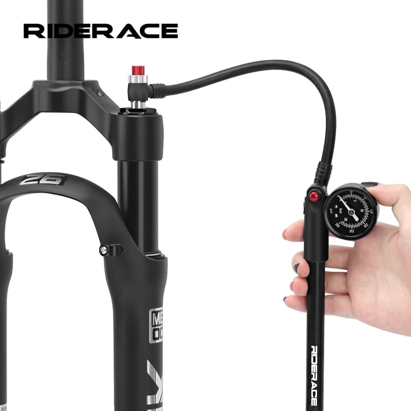 Pompa da bicicletta con manometro portatile ad alta pressione gonfiatore d'aria per pneumatici a mano pompa per ammortizzatore d'aria per bici per forcella valvola Schrader Presta AV FV