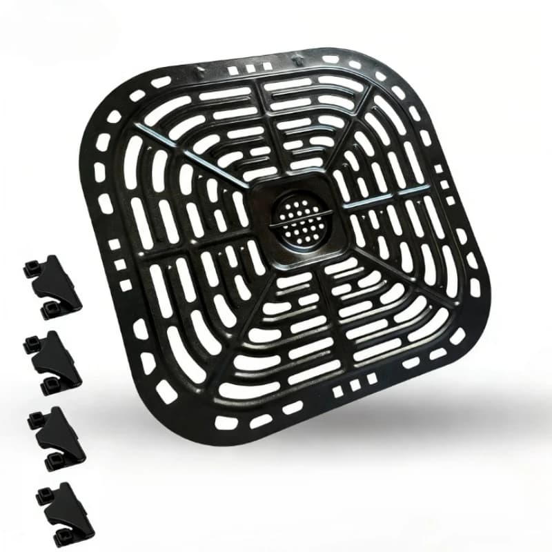 Replacement set for air fryer with 4 rubber bumpers for Instant Vortex Plus 6QT, tray, grill plate, crocking plate, grid spare parts