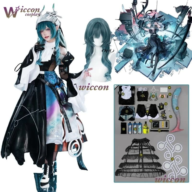 Costume Cosplay Uhaha Game Arknights: Endfield, Battle Uniforms Xaihi, Wig Xaihi with Horn, Women's Clothing for Halloween and Carnival