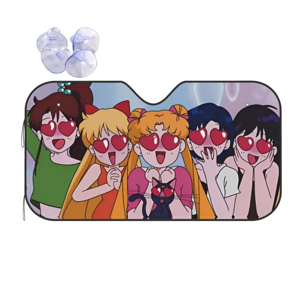 Sailors Moons Eyes Heart - Eyed Cuteness Parasole vintage per parabrezza 76x140 cm in lamina di alluminio, visiera parasole per auto