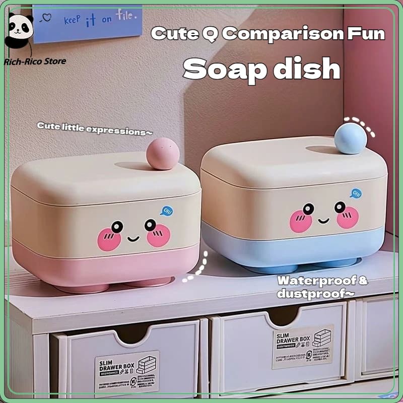 Scatola porta sapone Simple Life, graziosa e nuova, a doppio strato con coperchio, leggera e portatile, per bagno, casa, dormitorio, viaggi