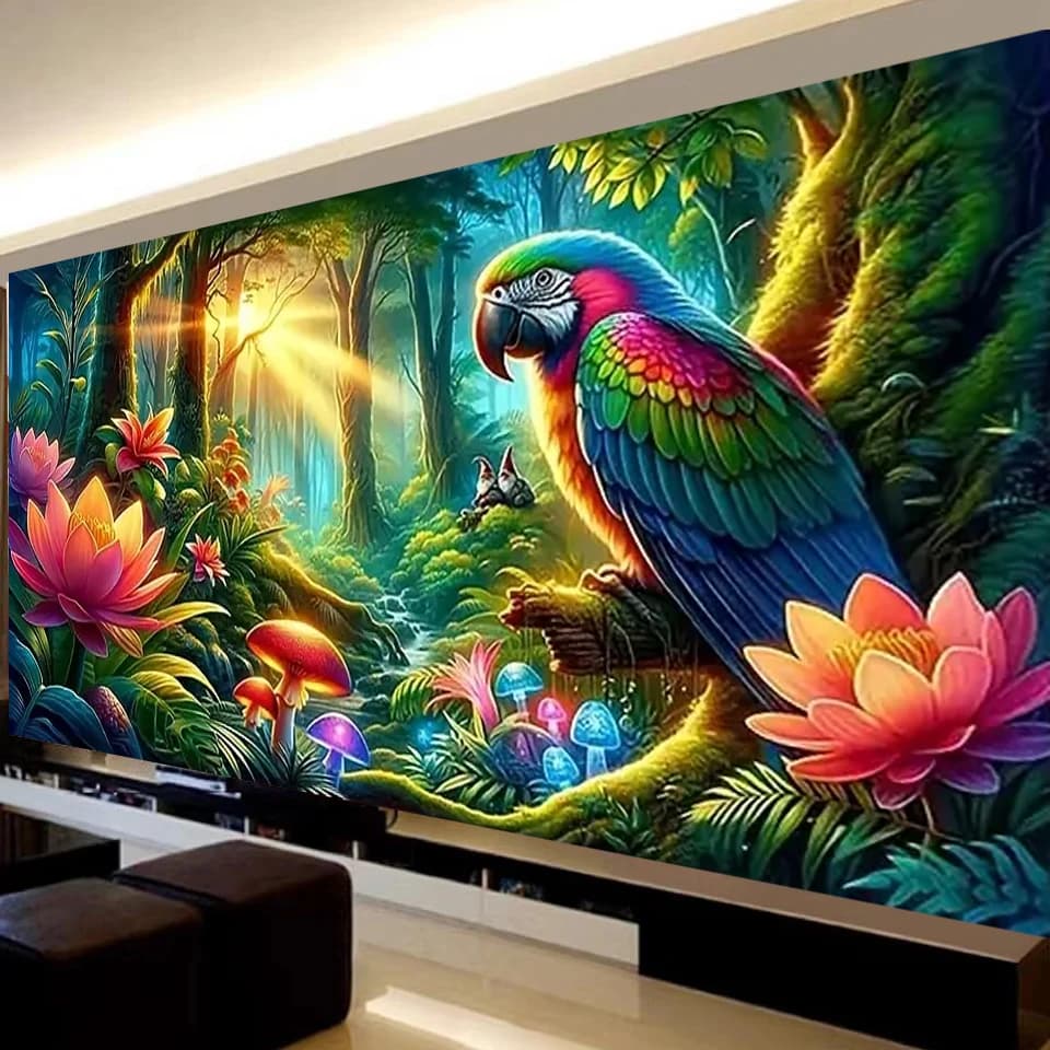 Beautiful Sunrise Forest Scrubland Diamond Art Full Diamond Painting Mosaic 5D Parrot Animals Diy Cross Stitch 100x200cm Choose