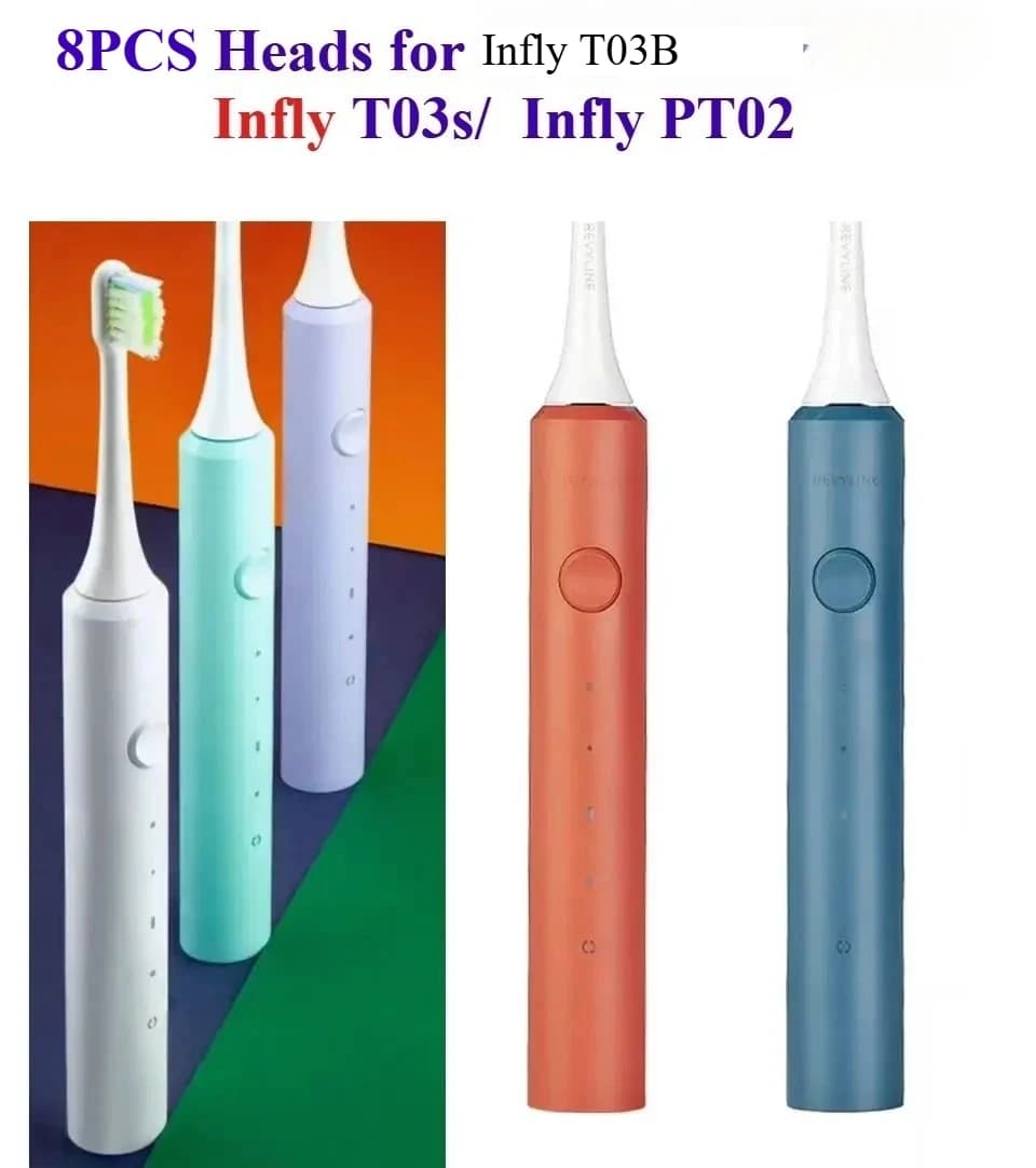 8 Pezzi Testine di Ricambio per Spazzolino Elettrico Infly T03s/ InFly PT02/ Infly T03B, Setole per Spazzolino Elettrico