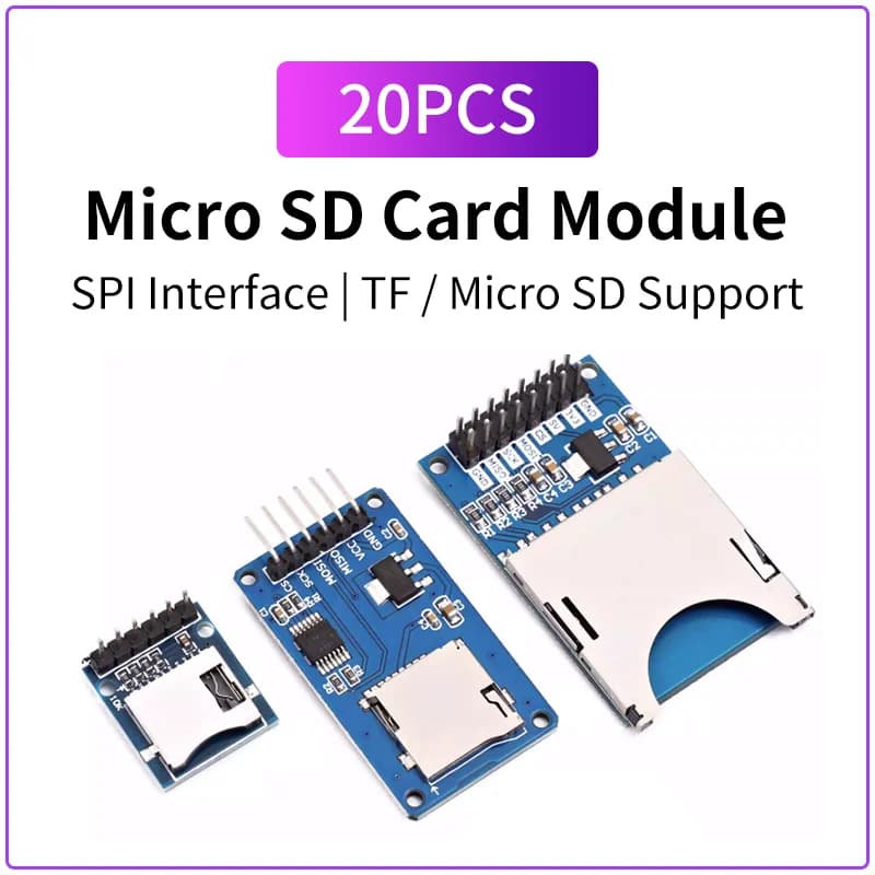 Modulo scheda Micro SD da 20 pezzi, interfaccia SPI, lettore di schede TF, mini modulo di memoria per Arduino MCU