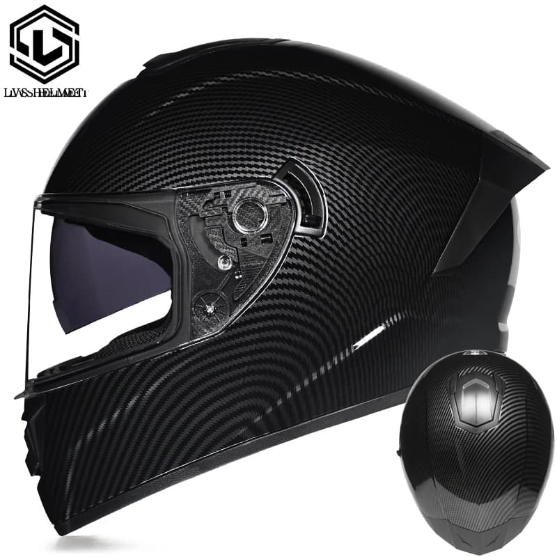 LVS-701 Motorcyclist helmet, double lens full helmet for men and women, road bike safety helmet for couples of four seasons