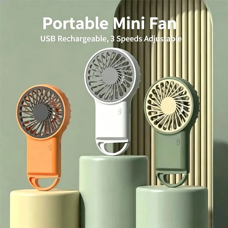 Rechargeable Hand Fan Concealed Hidden Stand Foldable Mini Portable Pocket Fan LowNoise 3Speed Adjustable Small Desk Cooling Fan