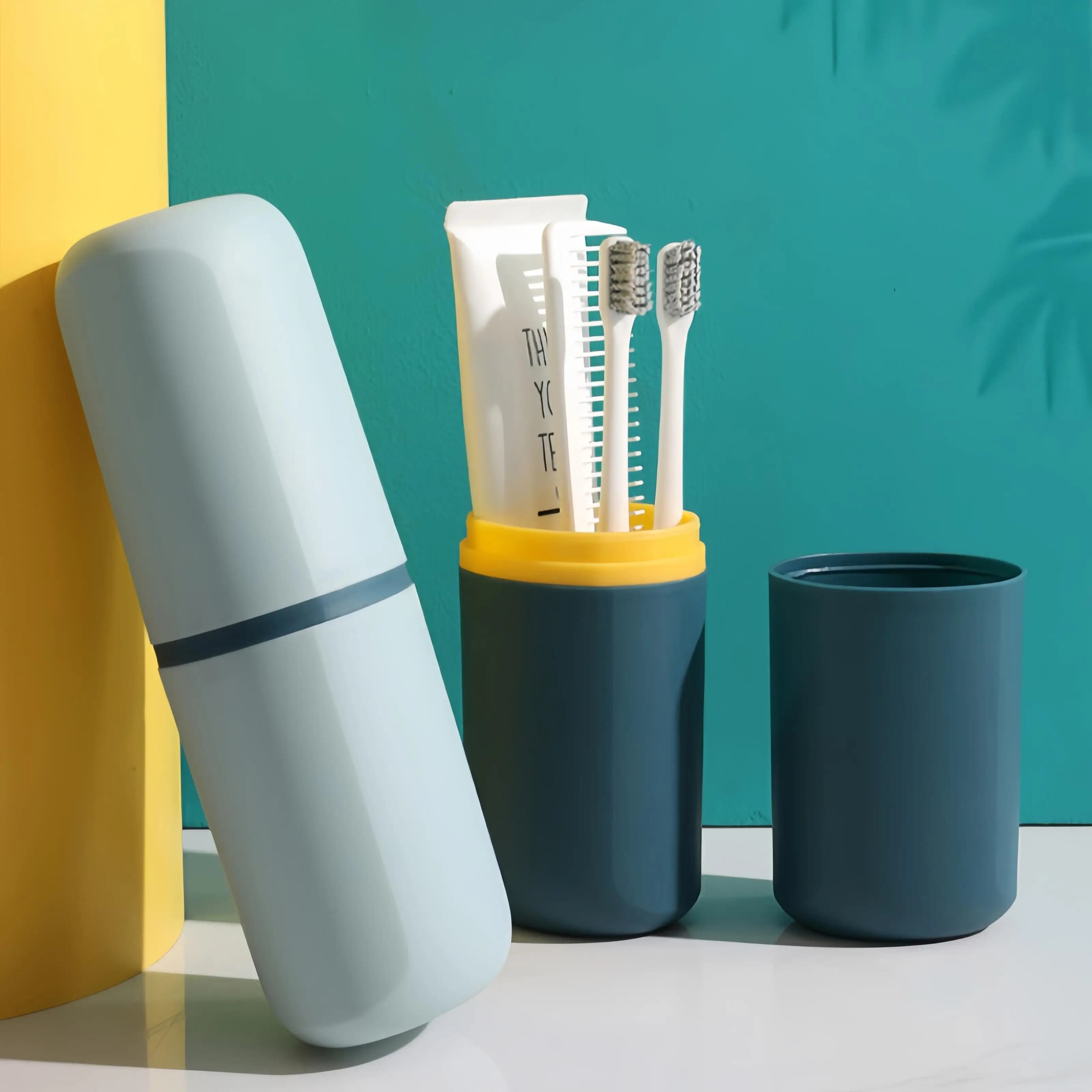 Portable Travel Dustproof Toothbrush Cup Sealable Storage Box Simple Design Toothbrush Holder Convenient Carry-On Organizer