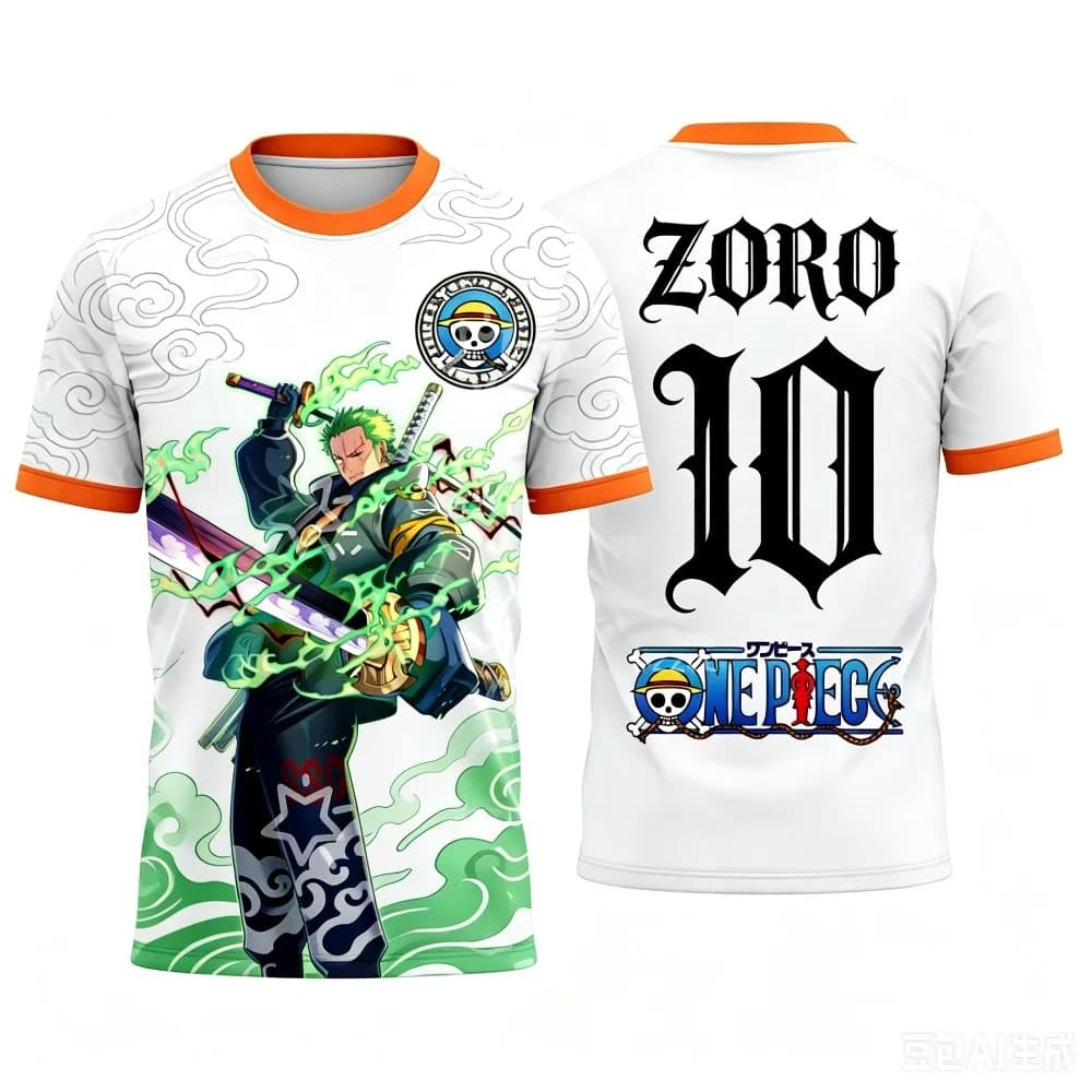Maglietta Grafica Anime Giapponese One Piece Zoro 2026, Maglia da Calcio Sportiva ad Asciugatura Rapida, T-Shirt per Uomo, Donna e Bambino