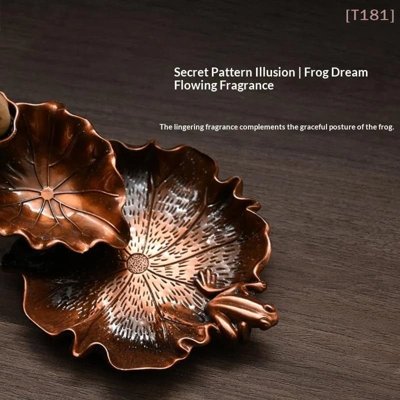 [E] Household Alloy Lotus Pond Frog Backflow Incense Burner Antique Tea Ceremony Sandalwood Metal Incense Sticks Holder Reverse