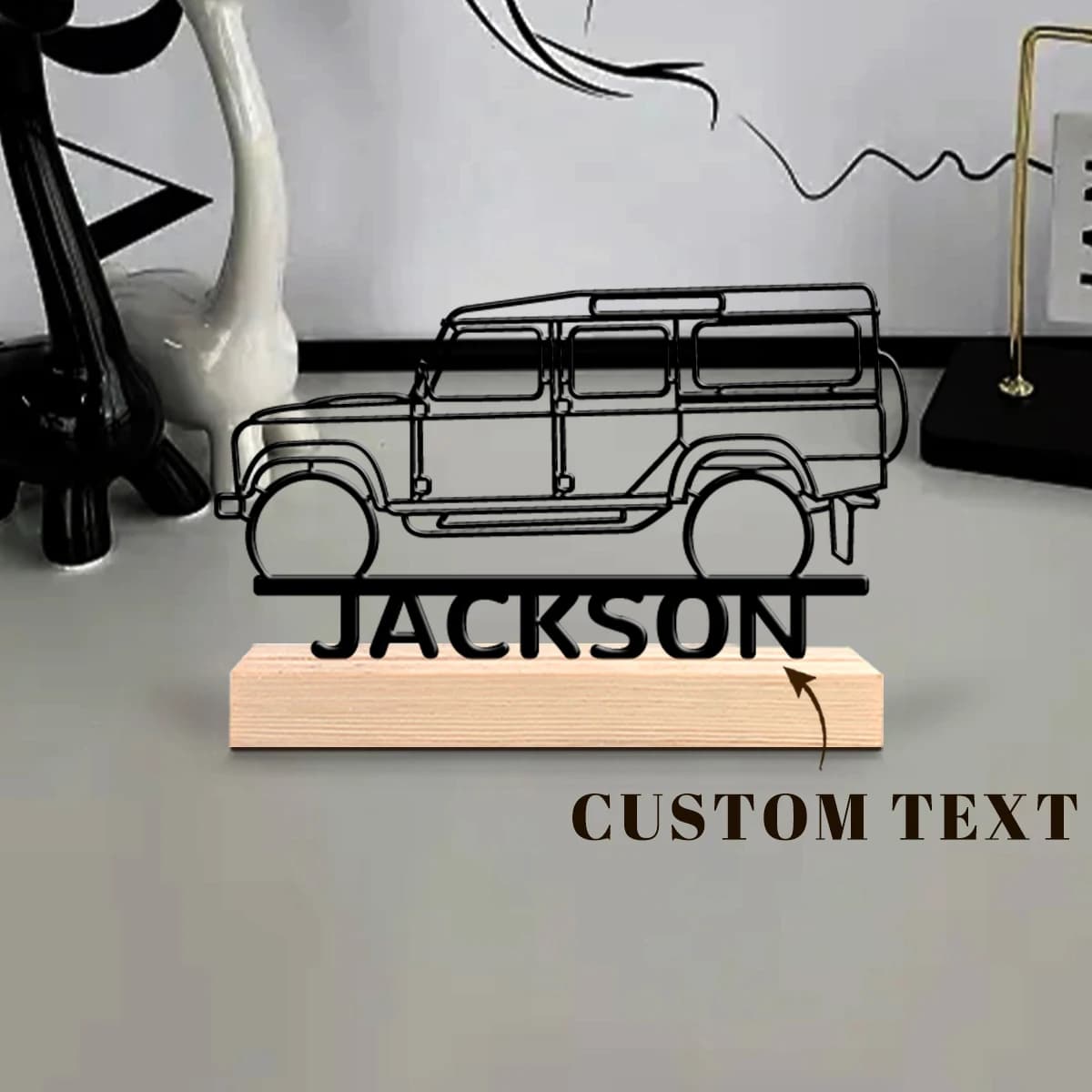 1 Piece Metal Artistic Ornament With Wooden Base Custom Outroad Vehicle, Home Decoration, Office, Hotel, Cafeteria, Club, Ideal Gift for Family and Friends
