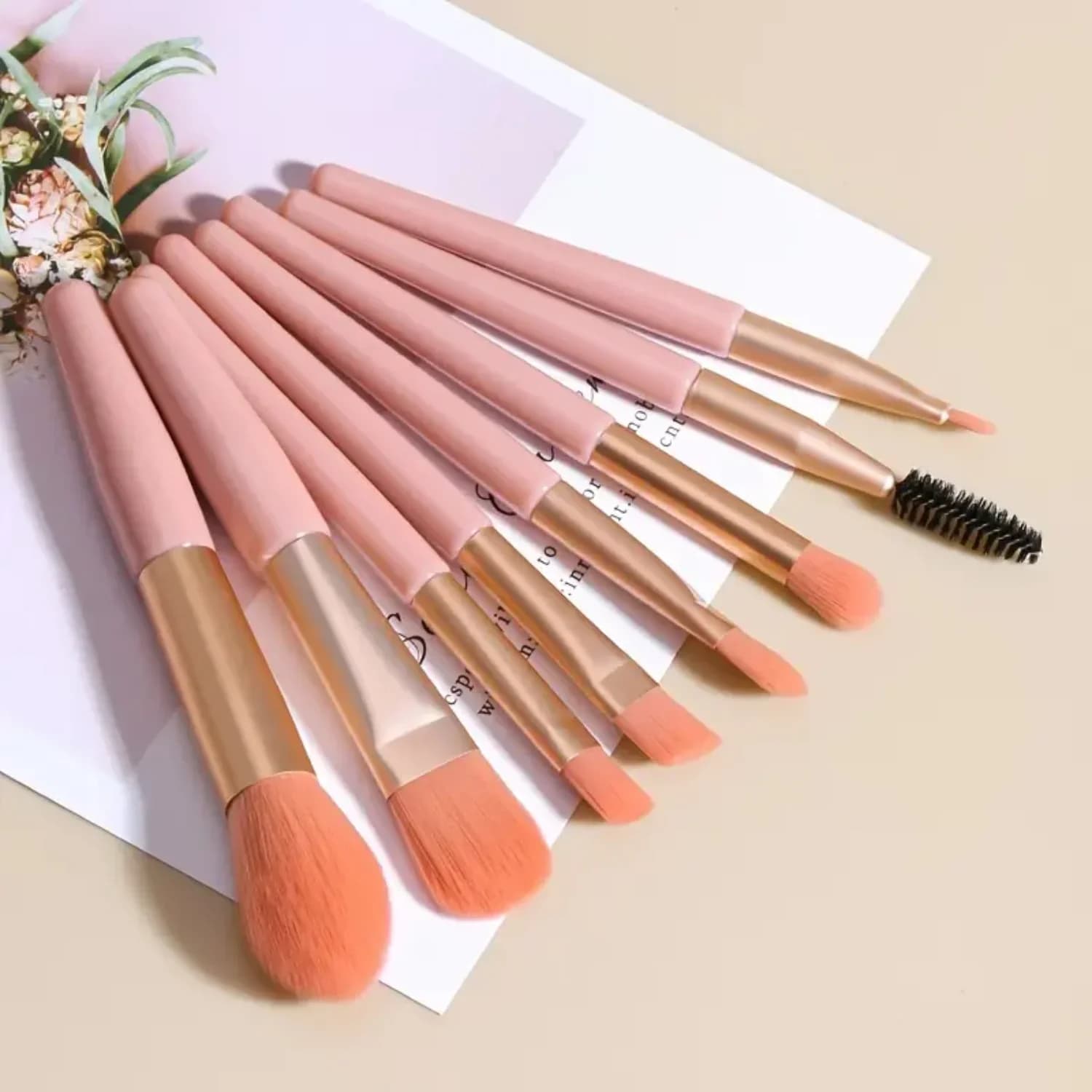 8pcs Portable Makeup Brush Set - Eye, Mascara, Shadow, Lip, Eyebrow, Contour Brushes