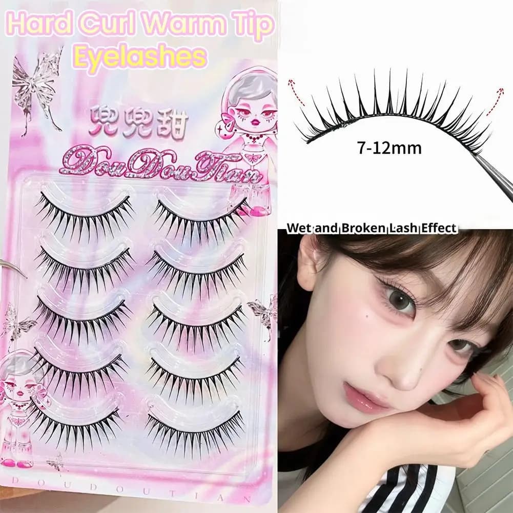 5 Paia di Ciglia Finte Coreane Stile Manga, Natural, Spesse e Voluminose, Fatato effect, per Cosplay e Trucco Quotidiano Fai-da- ♪