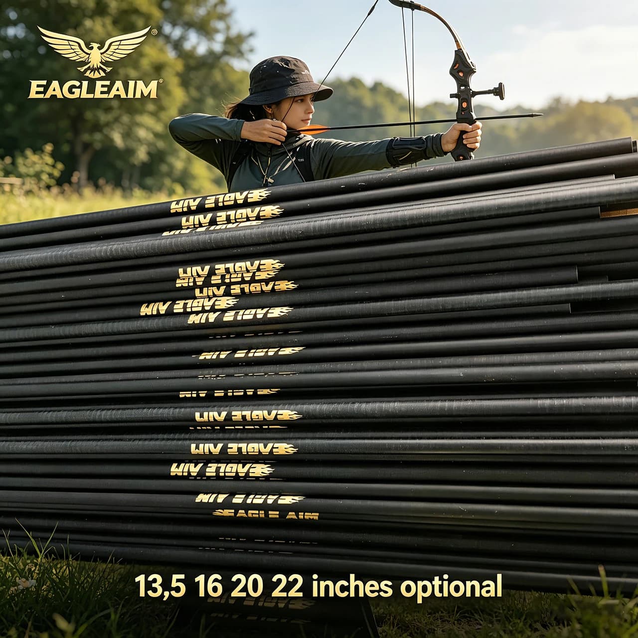 Gold Mark Eagleaim 10PCS 13.5 16 20 22 Carbon Arrow Shaft Arrow Tube Spine 400 For DIY Crossbow Bolt Shafts Archery Accessories