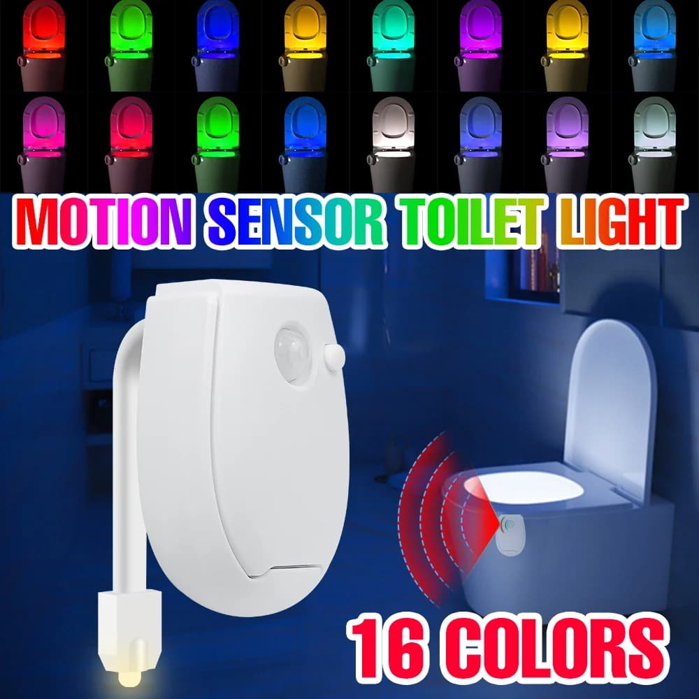 Lampada per WC a LED Smart 7 colori 3 modalità Sensore di movimento PIR Luce notturna Ciotola per WC impermeabile Retroilluminazione per sedile Illuminazione per atmosfera WC