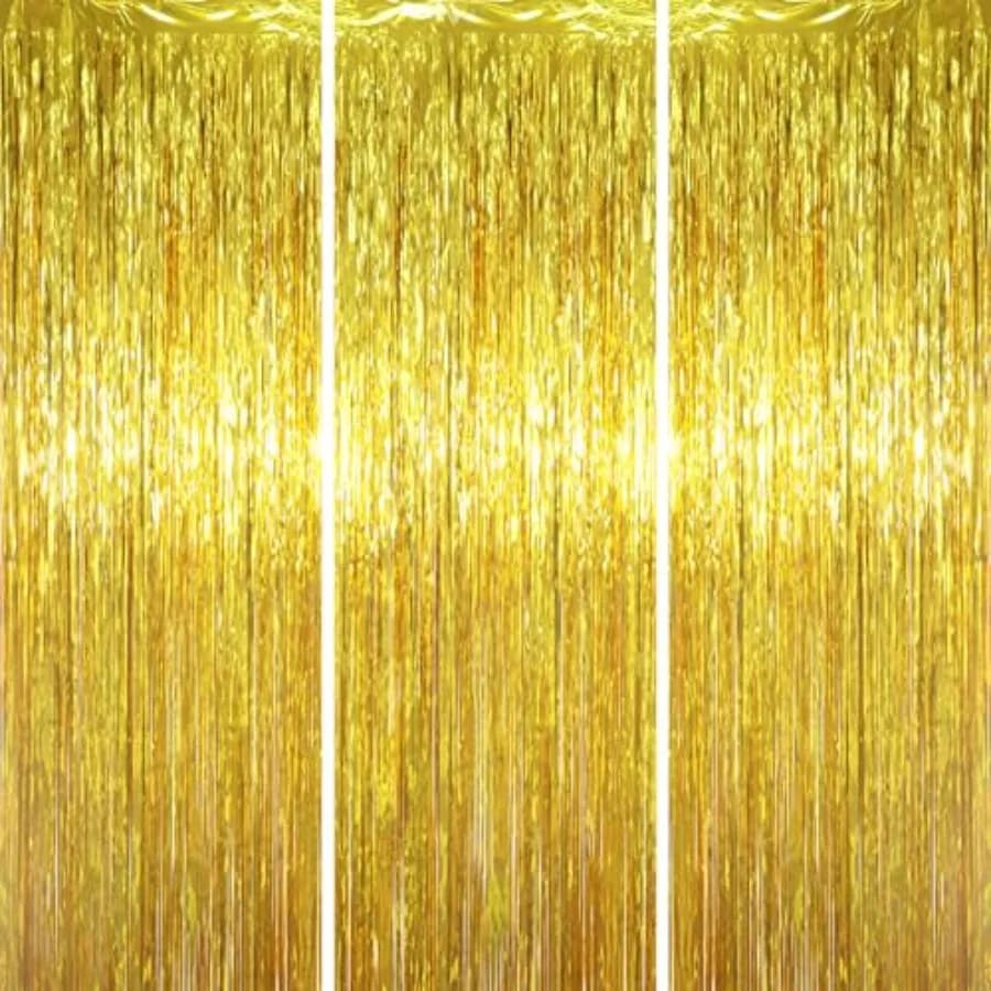 3.3 x 6.6 ft Foil Fringe Backdrop Curtains, Tinsel Streamers Party Decorations, Fringe Backdrop for Birthday, Baby Shower, Gend