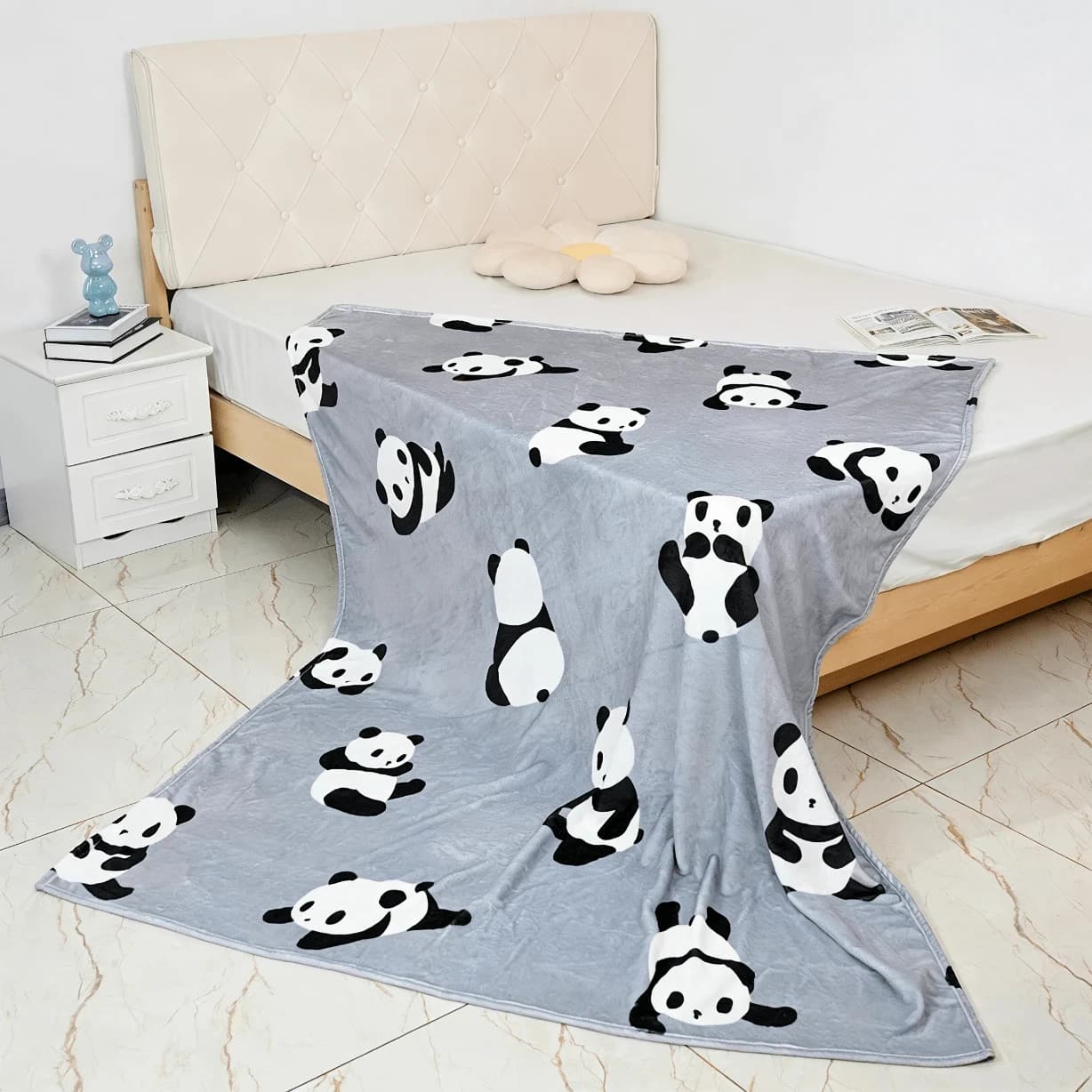 Coperta in Flanella con Stampa 2D di Panda, Morbida e Divertente, per Camera da Letto, Soggiorno, Divano, Regalo Accogliente
