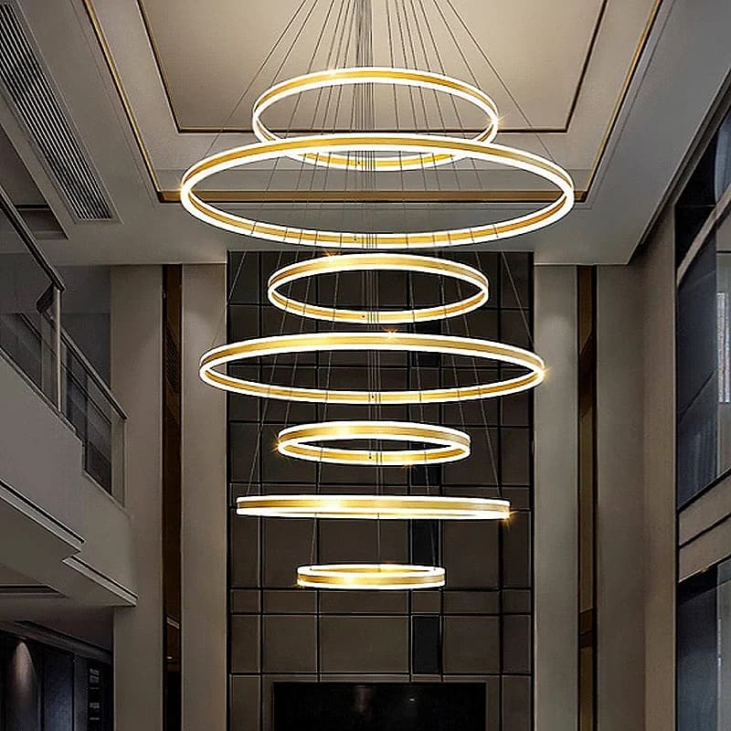 Lampade a sospensione moderne con luci a LED ad anello per l'arredamento della casa, lampadari per soggiorno, lampade a sospensione per sala da pranzo, illuminazione interna.