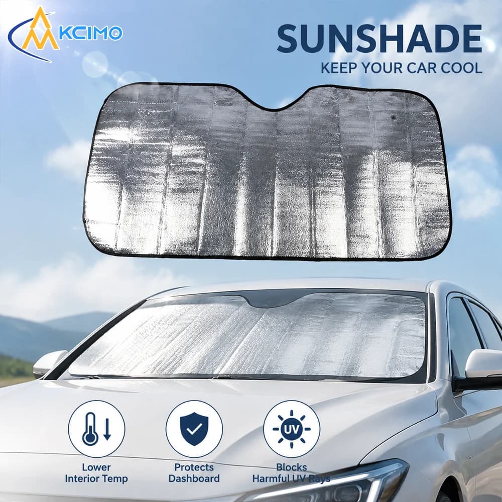 Foldable UV Blocking Car Front Window Shade, Reflective Heat Insulation Windshield Cover, Breathable Auto Sun Shield