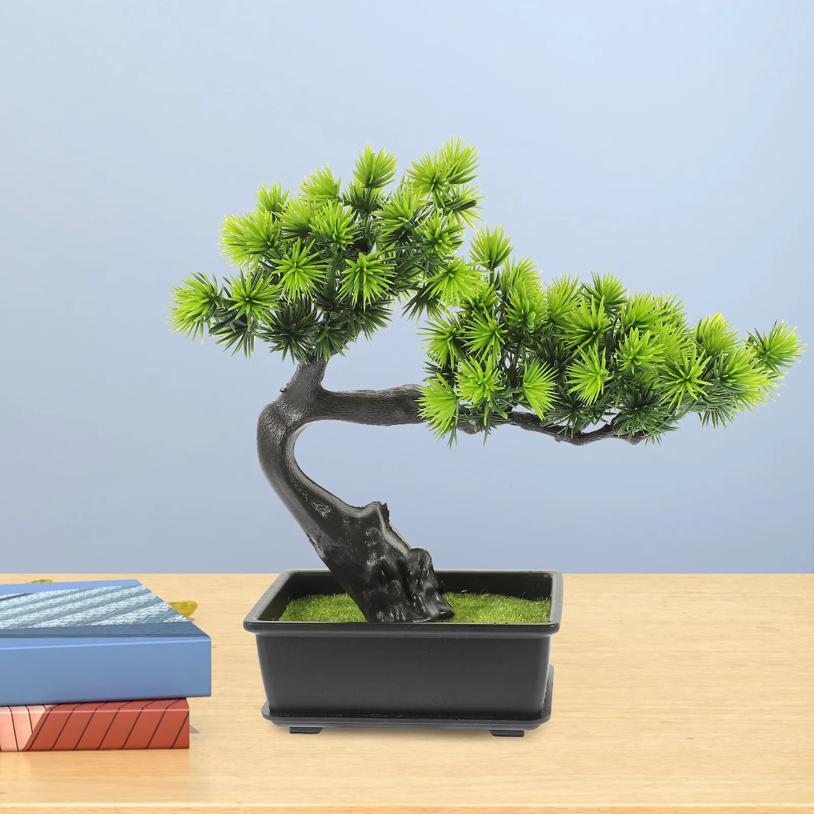 Artificial Pine Bonsai in Vase, Tree Bonsai Faux for Decoration Desk, Table, Home, Office, Shelves, Bathroom, Natural Green Decoration
