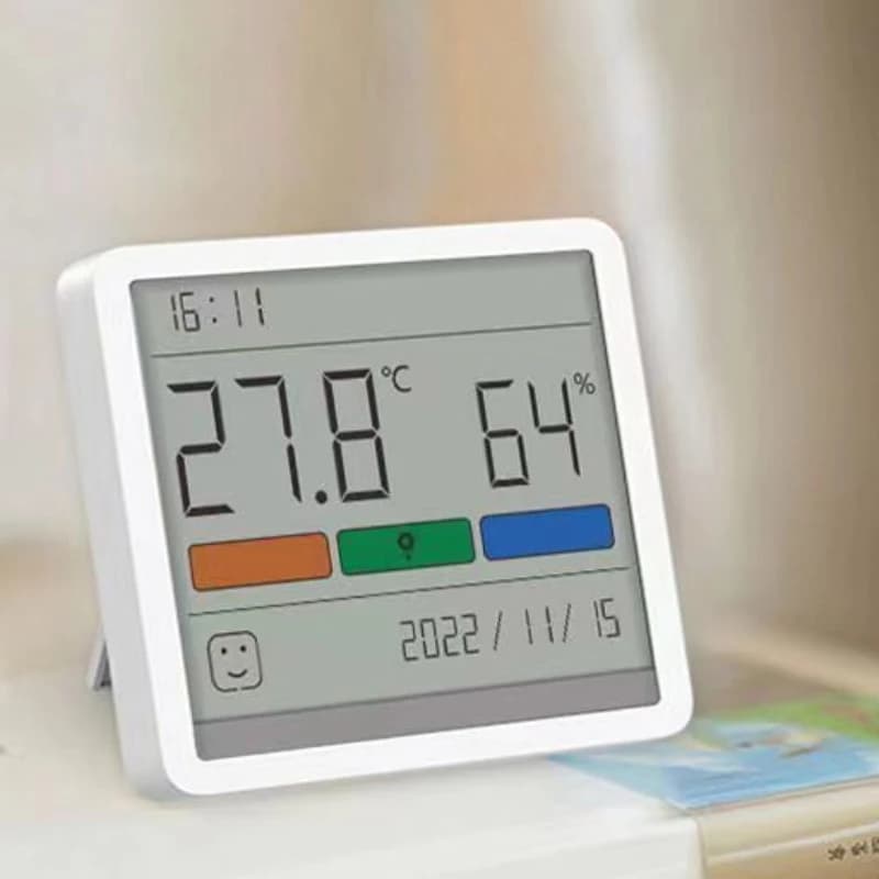 DUKA Atuman LCD Digital Thermometer and Hygrometer with Clock, Temperature and Humidity Sensor for Interior