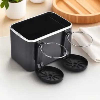 Porta Fazzoletti per Auto con Vano Portaoggetti per Bracciolo, Doppio Portabicchieri Indipendente, Organizzatore per Auto in ABS Resistente alla Corrosione con Ampio Spazio
