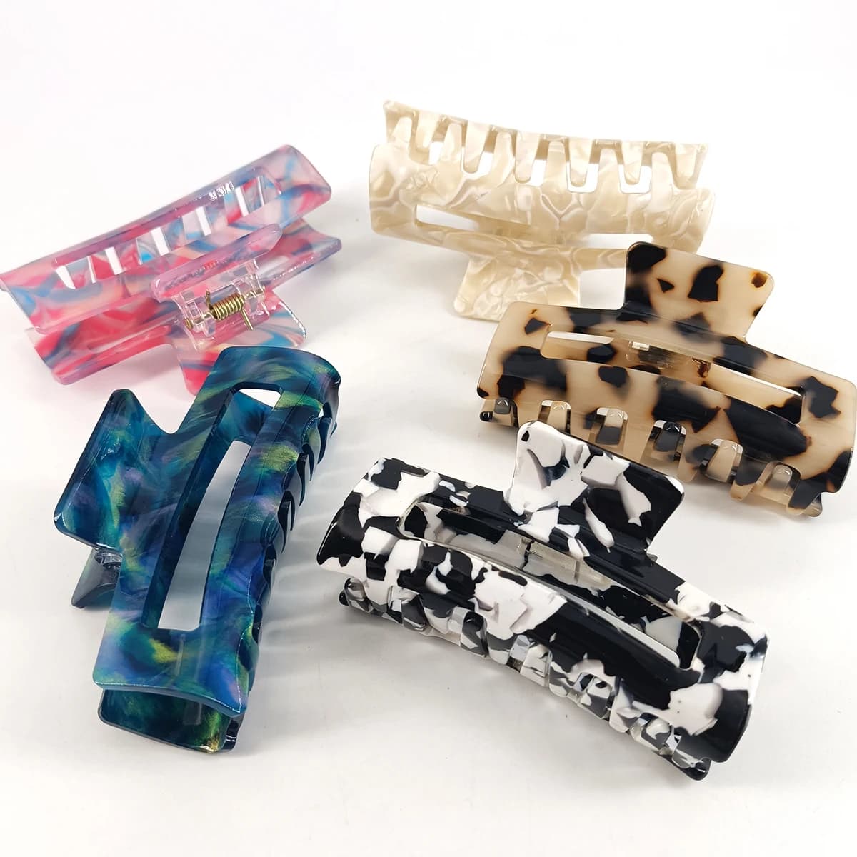 Artigli per capelli con stampa leopardata alla moda Morsetto per capelli geometrico Clip per lo styling per accessori per capelli a forcina per ragazze da donna