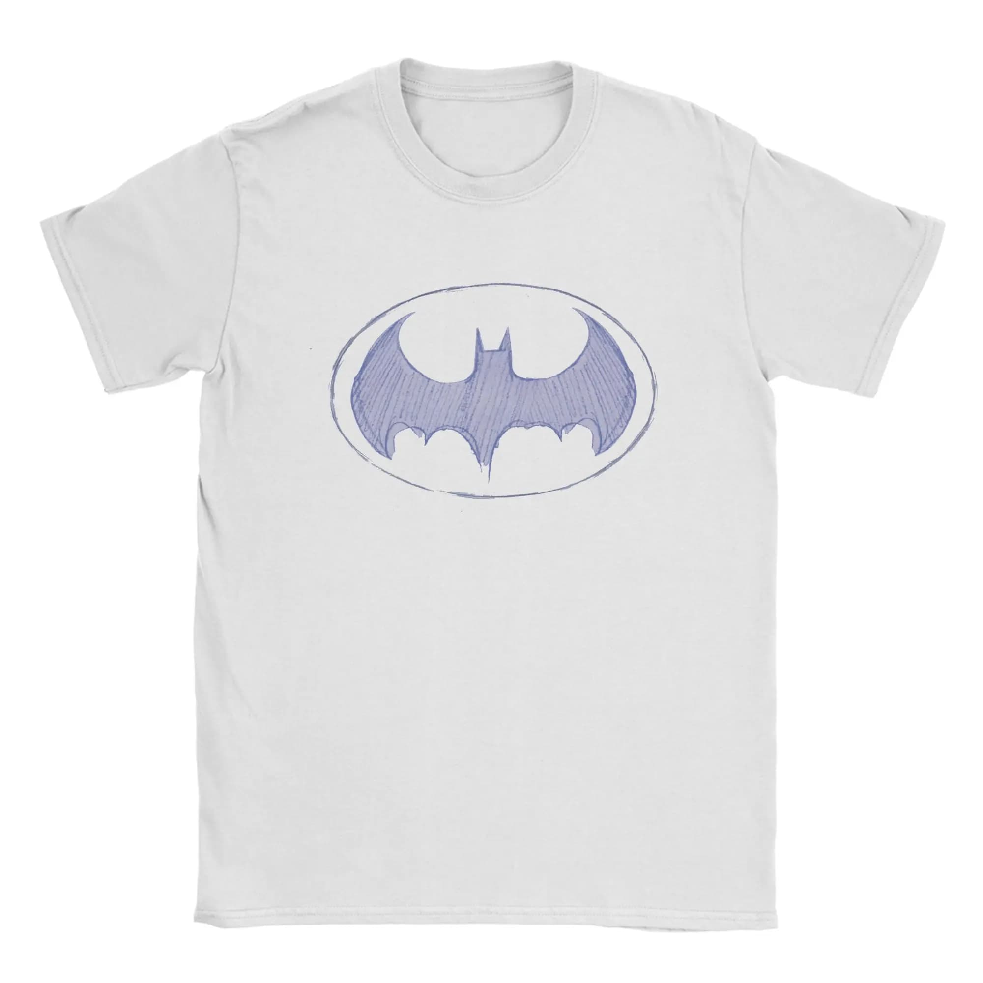 Funny Batmans Symbol Sketchbook Logo T-Shirt Men's O-neck Short Sleeve Tops Shirts 100%Cotton Summer Top Tee