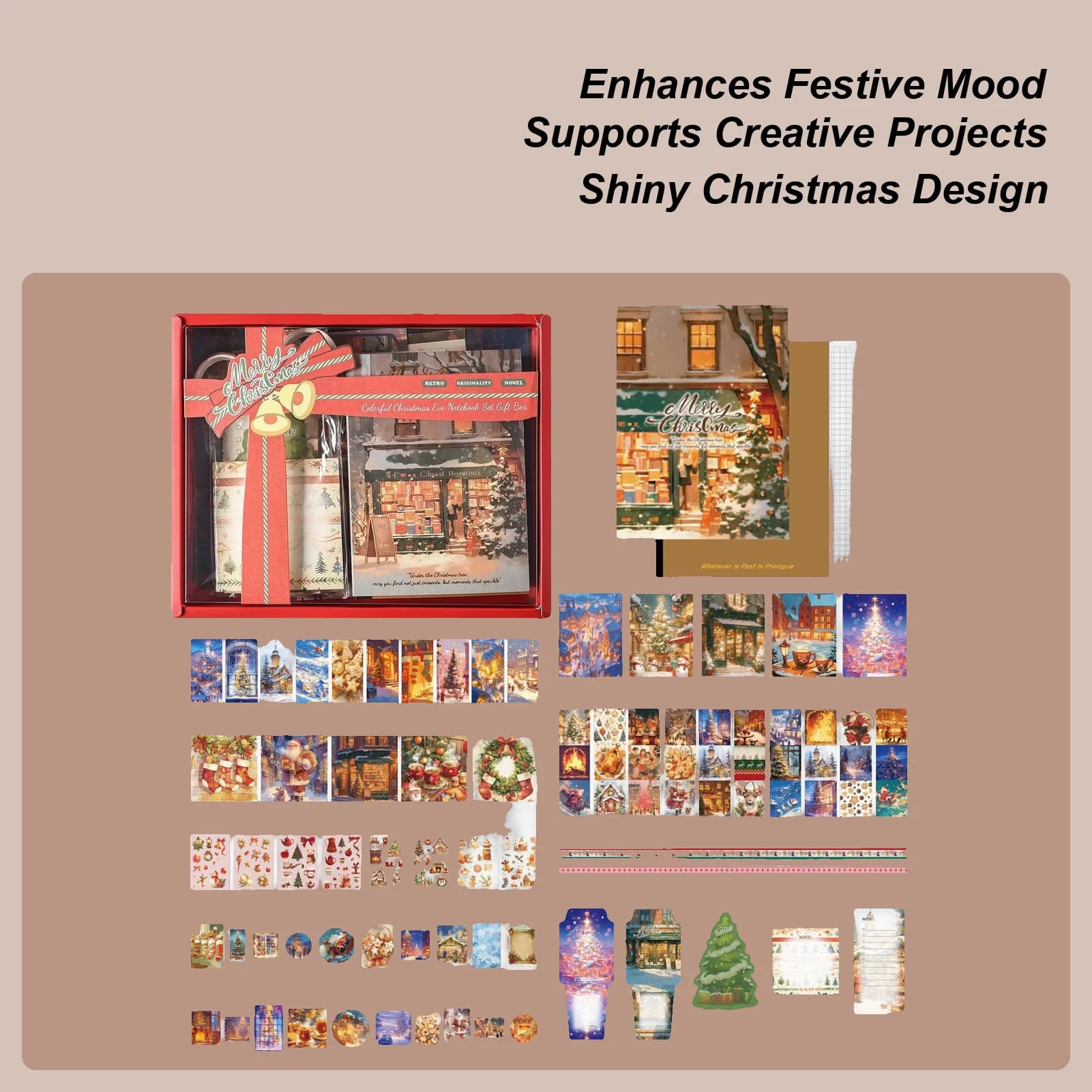 Christmas Stickers For Scrapbooking With Notebook Christmas Card Decals With Sticky Notes Holiday Decals Kit For Decoration