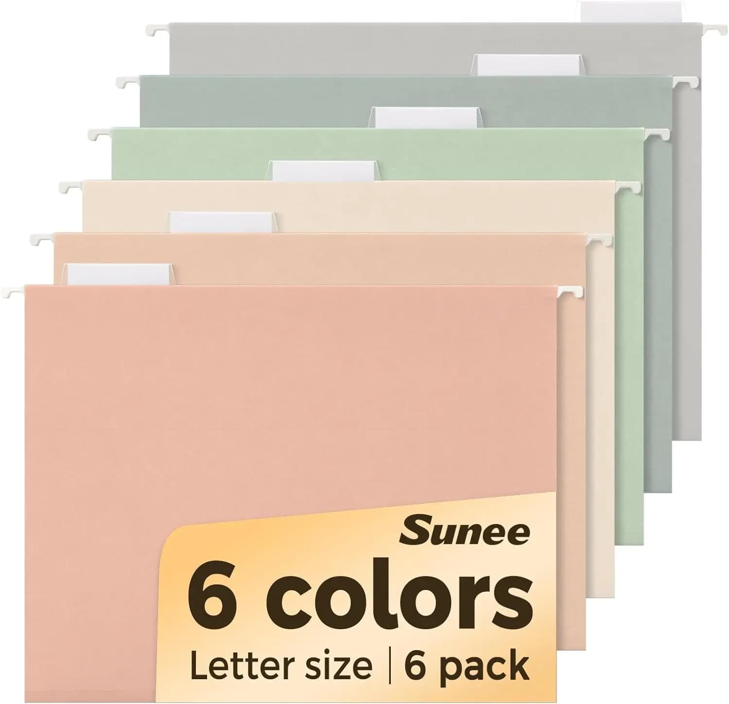 Cartelle Sospese (6 Pezzi) Formato Letter con Linguette a 1/5 di Taglio per Organizzazione Casa e Ufficio e Classificazione Documenti, Colori Morandi