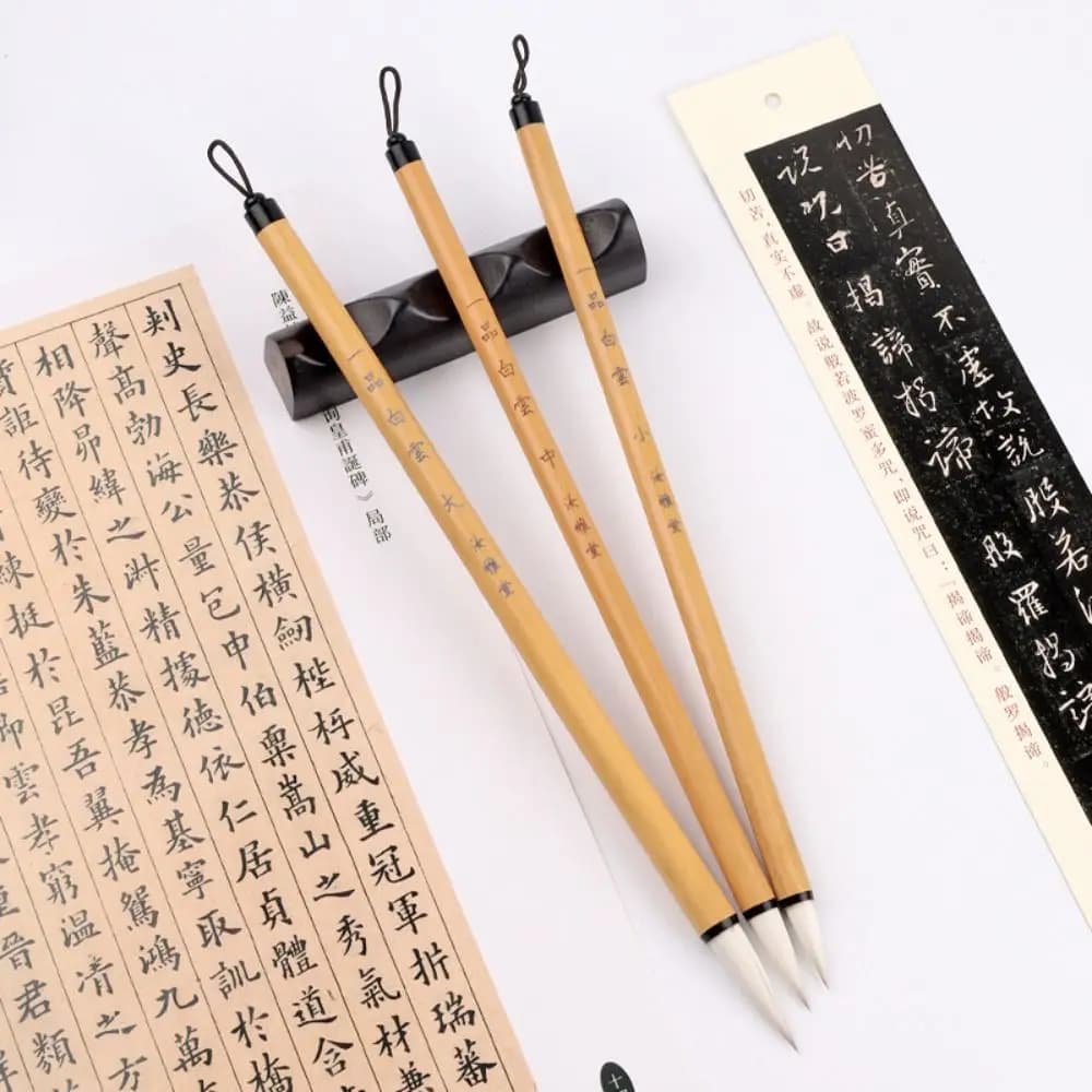 Traditional Chinese Calligraphy Brush Oil Watercolor Wolf hair Scriptures Writing Brush Oil Painting Bamboo Art Paint Brush