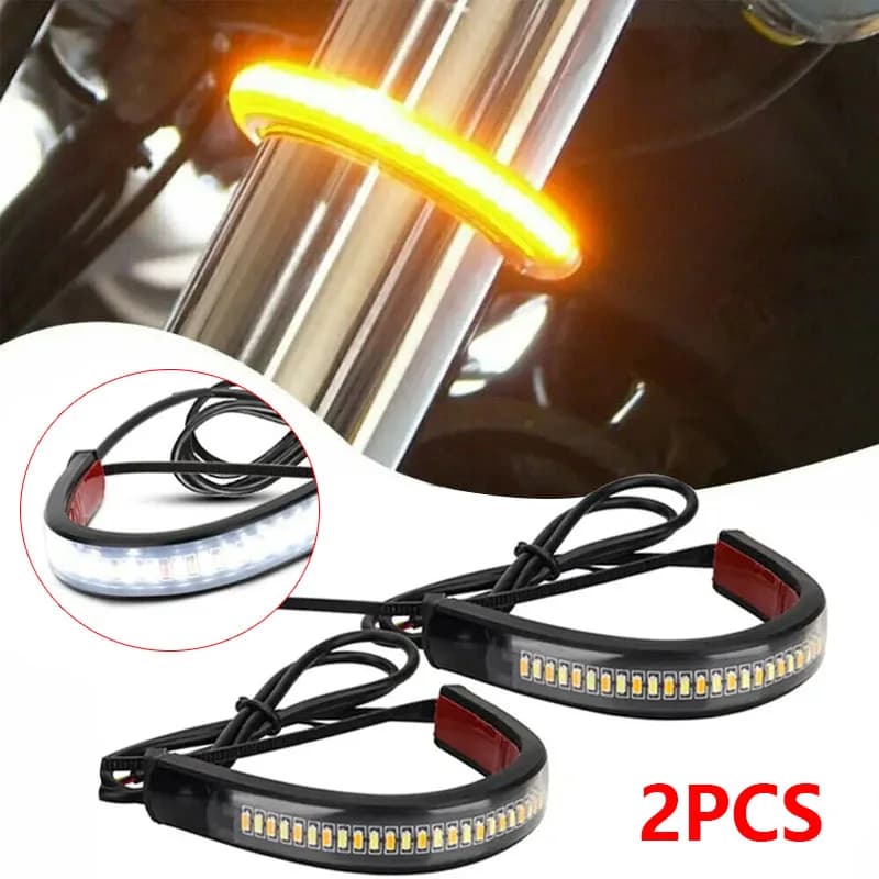 2 pieces 12V LED direction indicator for motorcycle ring fork strip lamp flashing lamp DRL amber white motorcycle flashing car accessories
