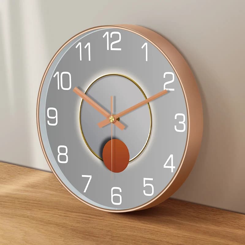 Luxury Round Wall Clock Minimalist Modern Silent Quartz Clock Creative Geometric 2D Dial Decor for Living Room Bedroom Office