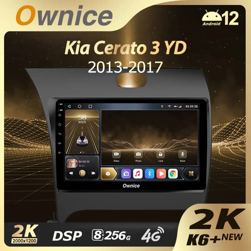 Ownice K6 + 2K per Kia Cerato 3 YD 2013 - 2017 Android 12.0 Autoradio Stereo Supporto Fotocamera Frontale 4G LTE 360 2din Sistema Audio