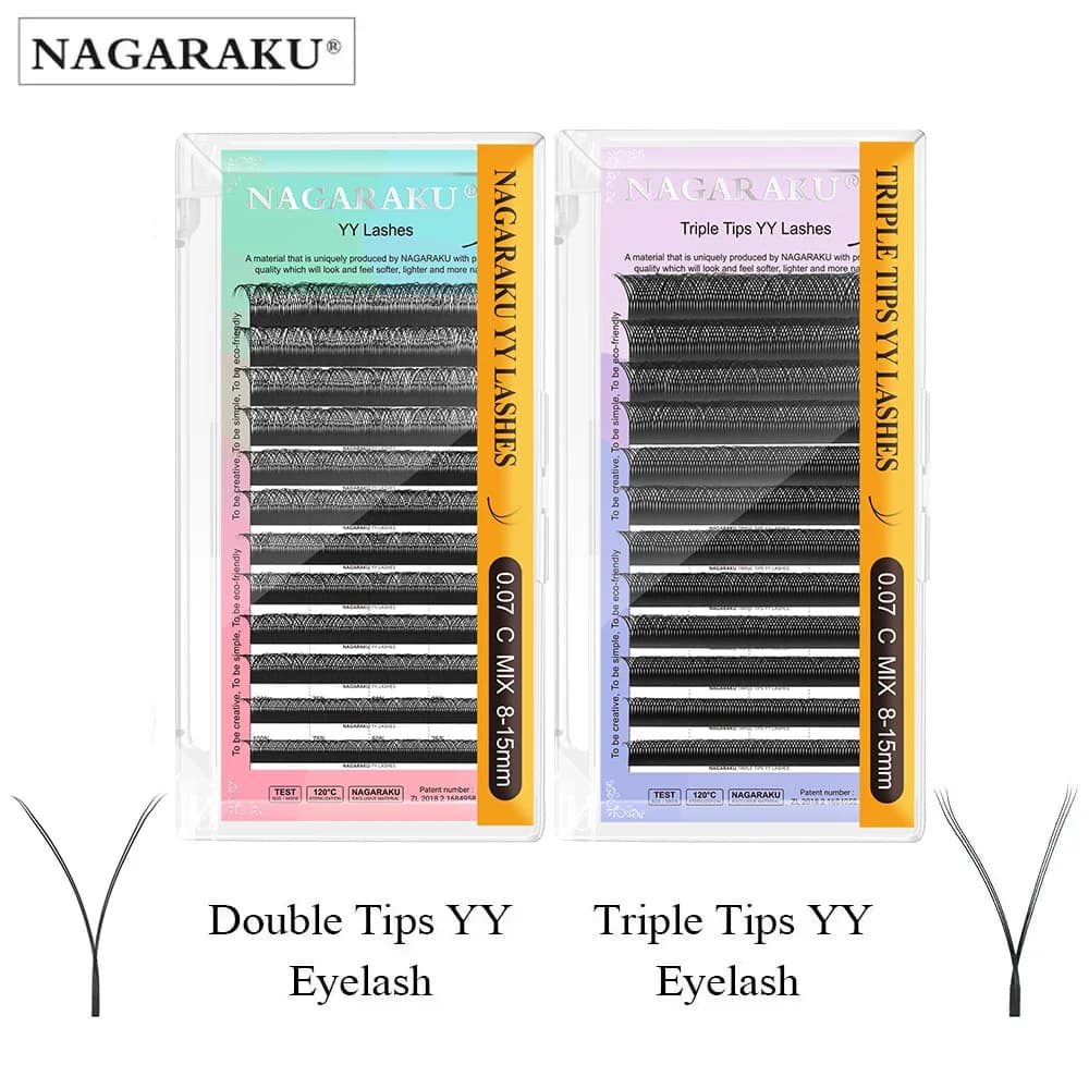 NAGARAKU YY forma doppia e tripla punta extension ciglia tessuto a mano Premium Soft Natural Interlaced Makeup Mesh Net