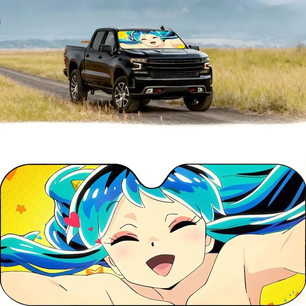 Parasole per auto Urusei Yatsura, riutilizzabile, in lamina di alluminio, protezione UV, isolamento termico a tre strati, parabrezza parasole